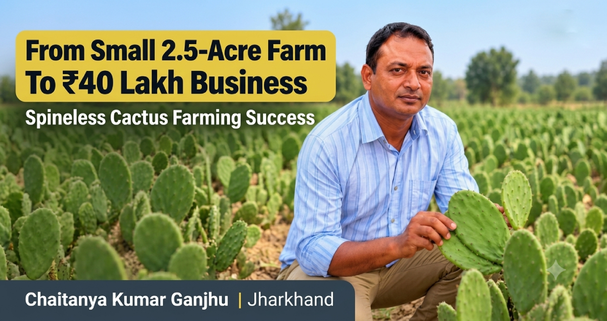 Jharkhand Farmer Chaitanya Ganjhu’s Cactus Farming Success Story