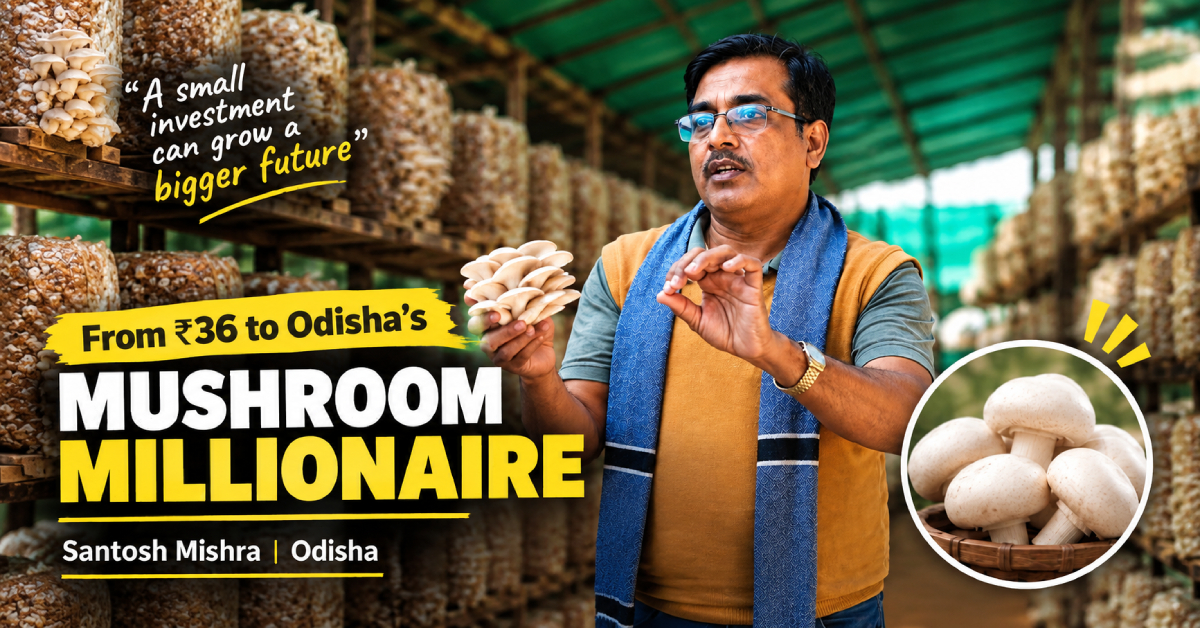 From Rs.36 to Mushroom Success: Santosh Mishra’s Kalinga Mushroom Centre Story
