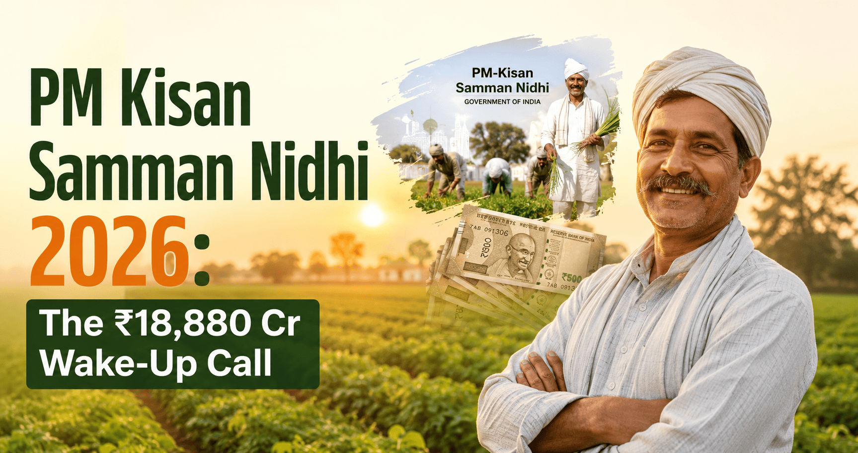 Farmer checking PM Kisan Samman Nidhi installment payment on mobile phone